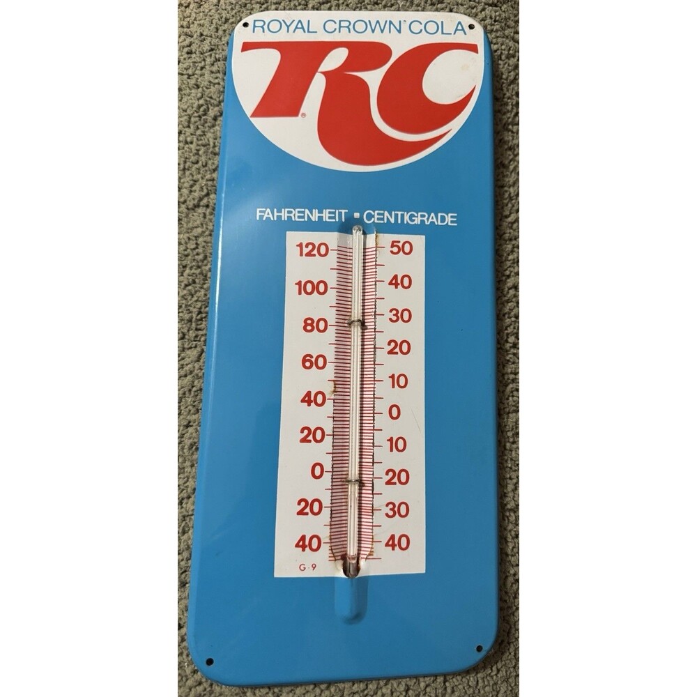 VINTAGE ADVERTISING R C COLA ROYAL CROWN  SODA TIN WALL THERMOMETER